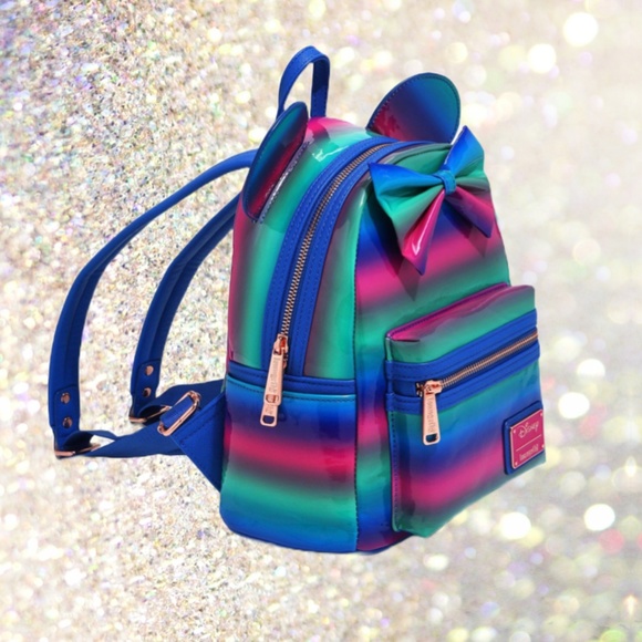 Loungefly Minnie Mouse Striped Mini Backpack - Picture 2 of 4